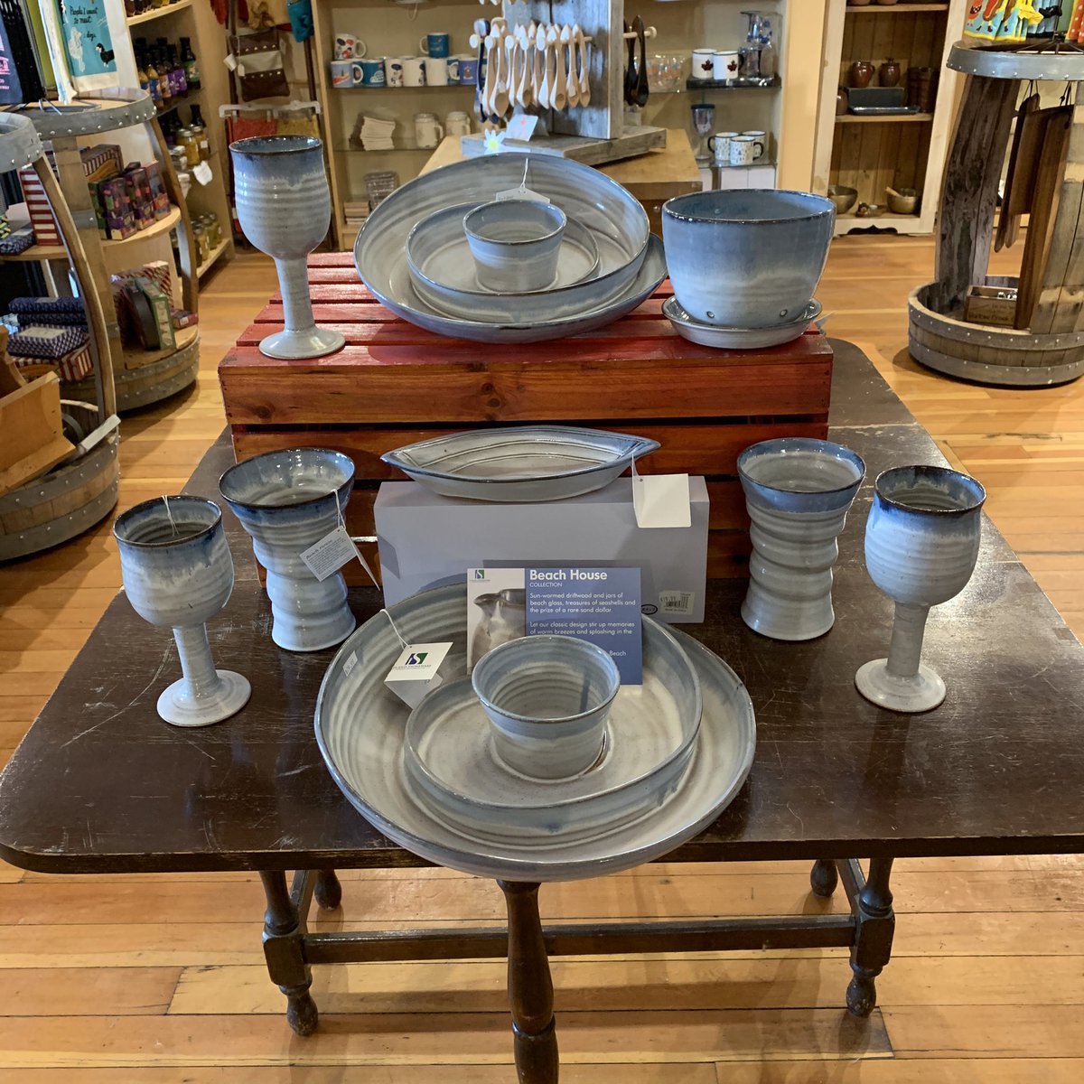 kawarthastore's tweet photo. This is Island Stoneware handmade in PEI. This beautiful pottery comes four different colour ways. This one is called Beach House. #stoneware #giftware #pottery #madeinpei #canadianmade #fenelonfalls #kawarthalakes #beachhouse https://t.co/UEu3rNUIaI