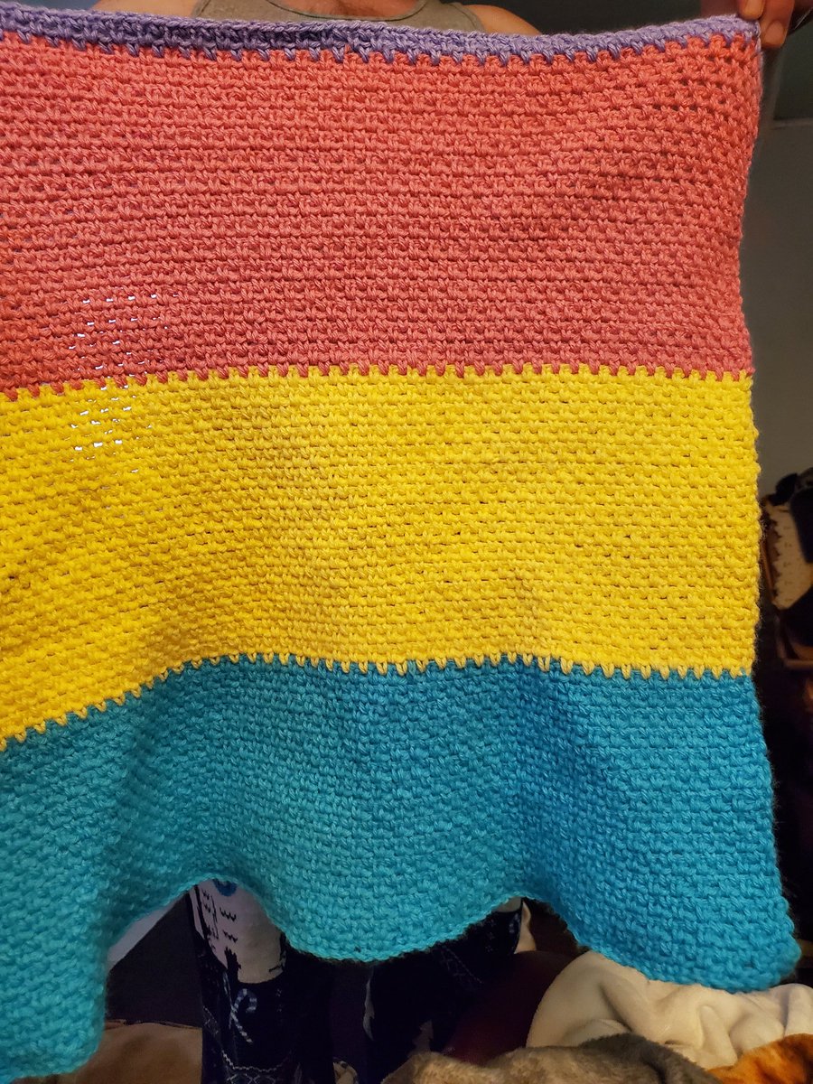 SarahAAden's tweet photo. Once the purple (at the top) is done, this blanket is half done #progress #hookerlife #crochet https://t.co/ZFJwYCFUtl