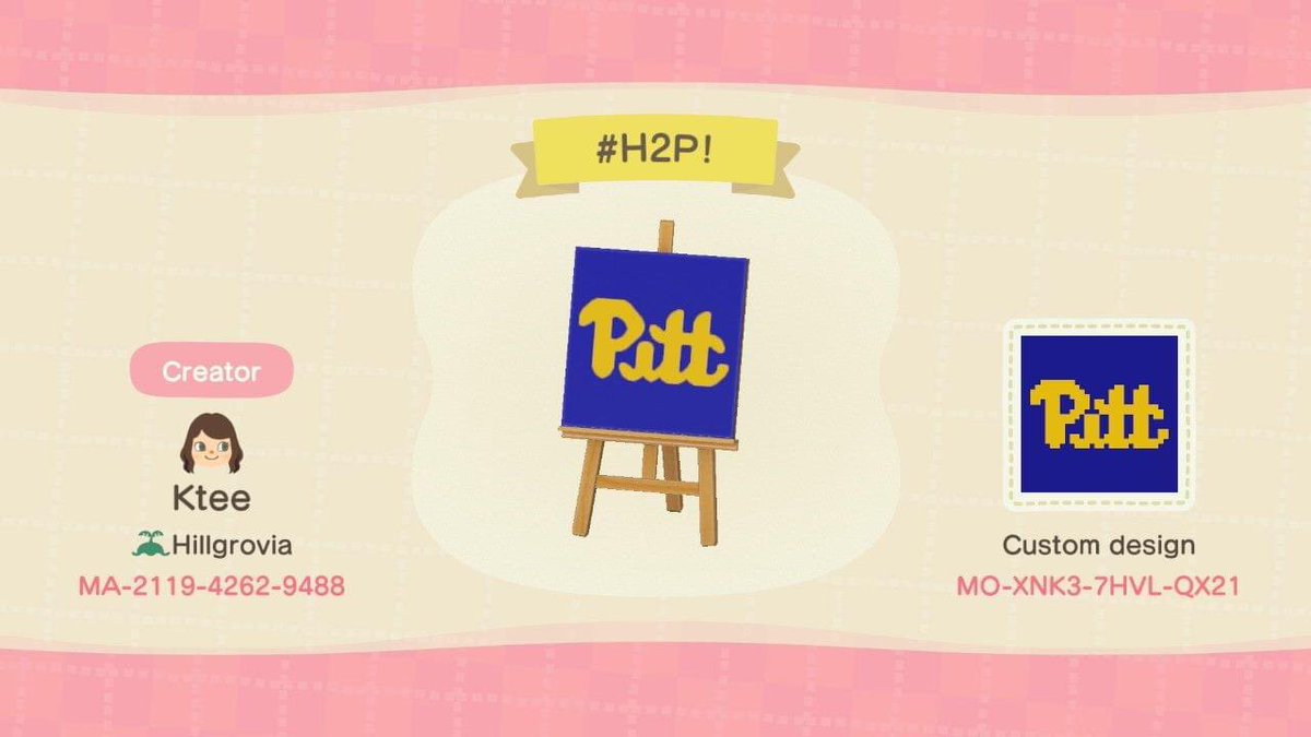 ktee1026's tweet photo. Very proud of my #PittScript design for #ACNH ! 💙💛 #H2P #Pitt https://t.co/xIMS5XZl27