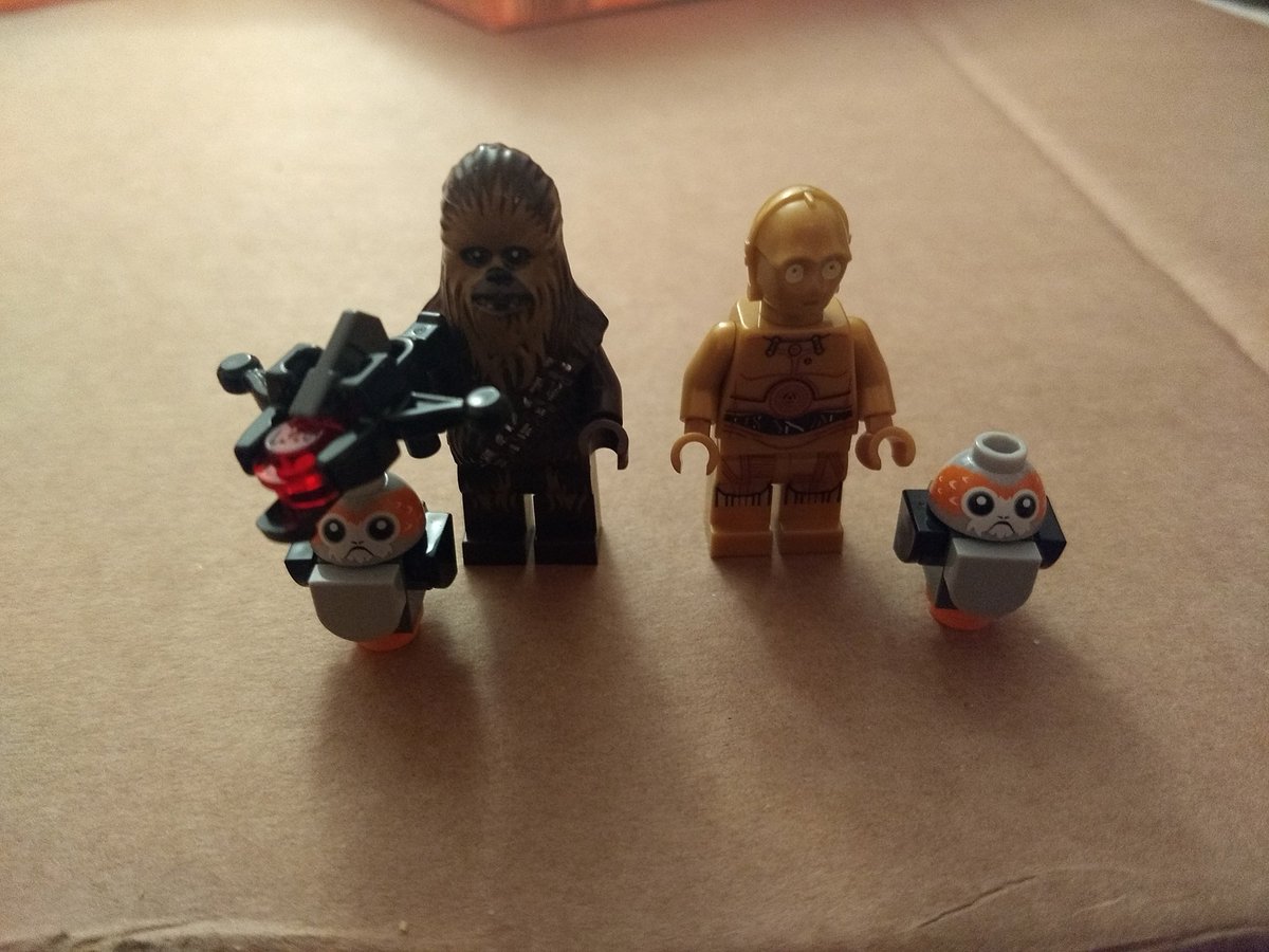 Minor crisis when there seemed to be a piece missing but now have two internal rooms.Also found Chewbacca (with a sweet firing crossbow), C-3PO and some friendly Porgs!