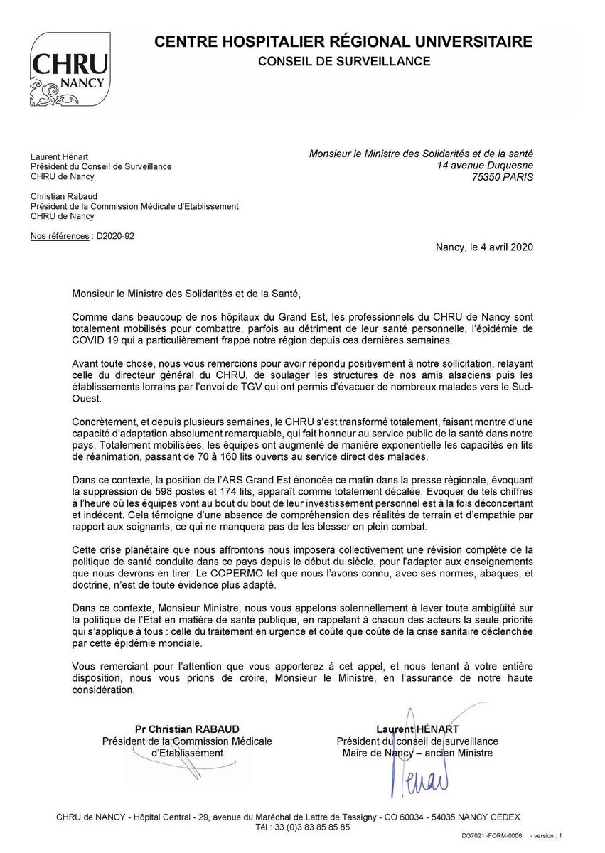 DrJeromeMarty's tweet photo. Rappel , par la loi de modernisation de la santé les ARS sont les relais de l’état
Elles ne sont pas autonomes.
Voila donc une décision dégueulasse, sous les mots qui qualifient les soignants de héros transparait le cynisme froid technocratique : supprimer lits et hommes #COVID19 https://t.co/jhCvUC9tnF