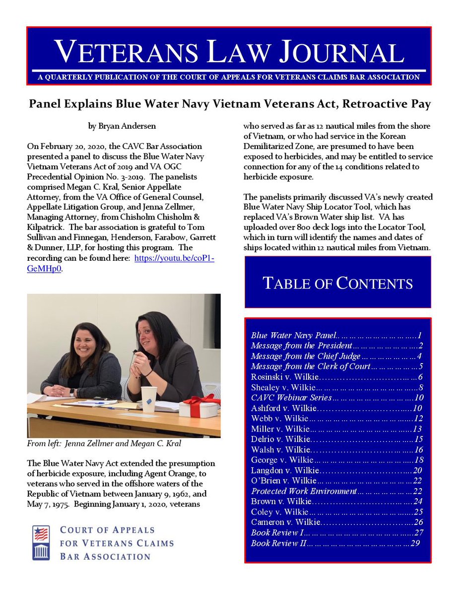 CavcBar's tweet photo. We hope you enjoy this year’s first volume of the Veterans Law Journal. https://t.co/eY5pJUjaJj https://t.co/haNZ4U9ECz