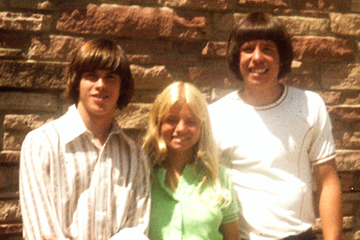 Gary and me visiting his girlfriend during a national cheer-leading competition at CU in Boulder. I've had better haircuts. But it was the 70s...