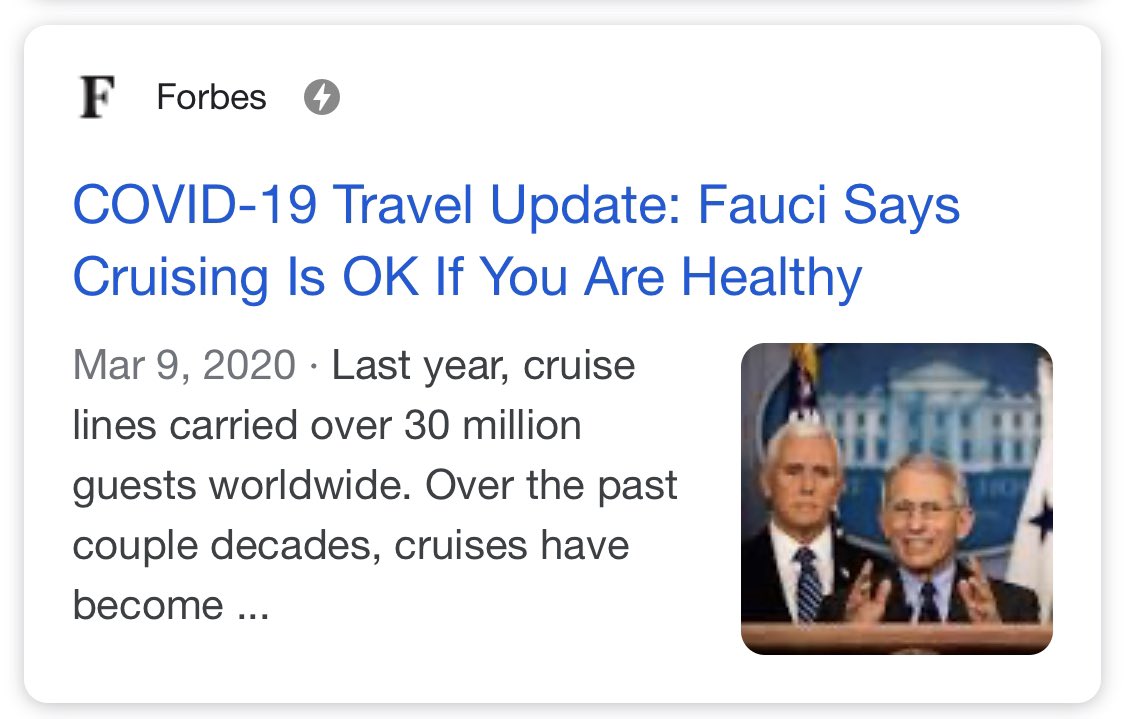 President Hillary Clinton would have listened to Dr. Fauci from day one and... we’d be exactly where we are today, because Fauci was telling us cruises were ok as late as March 9.