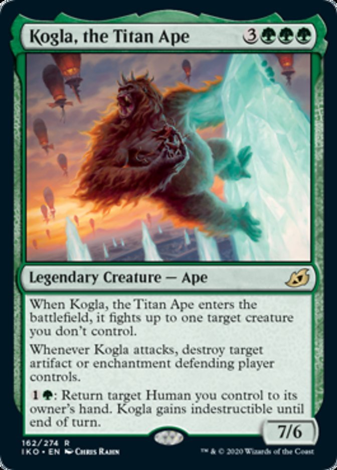 Going to repost a couple things to start a thread of Ikoria cards I'm adding or considering for my Commander decks, along with what deck they're going into. If I already have a cut in mind I'll share that too. First up:Kogla, the Titan ApeDeck: Yeva FlashCut: Whiptongue Hydra