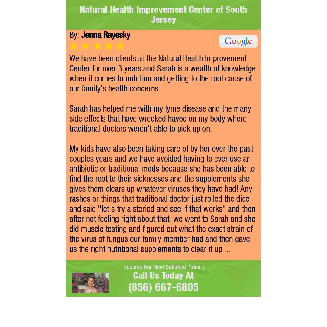 nhicdesmoines's tweet photo. 5 Star: jenna r. "We have been clients at the Natural Health Improvement Center for over 3 years and Sarah is a..." https://t.co/lgwhFKi8MH https://t.co/3WA302R1yu