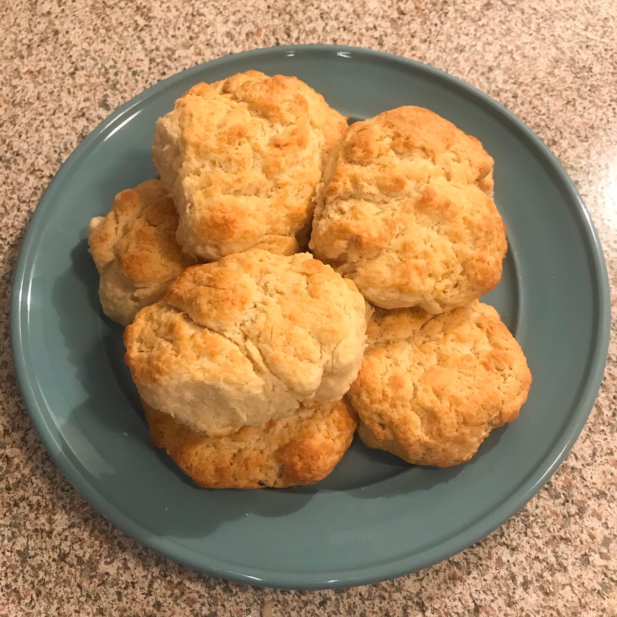 ValGal1212's tweet photo. May not be the prettiest I’ve ever made but def top in taste. I spooned melted butter on the tops before baking so they are crisp outside and so soft inside 😋 #catheadbiscuits https://t.co/E1SUwTL19g