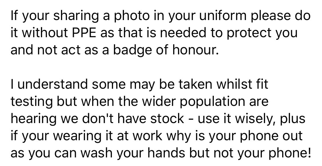 Please can I ask you to ask those that are sharing photos of themselves in uniform