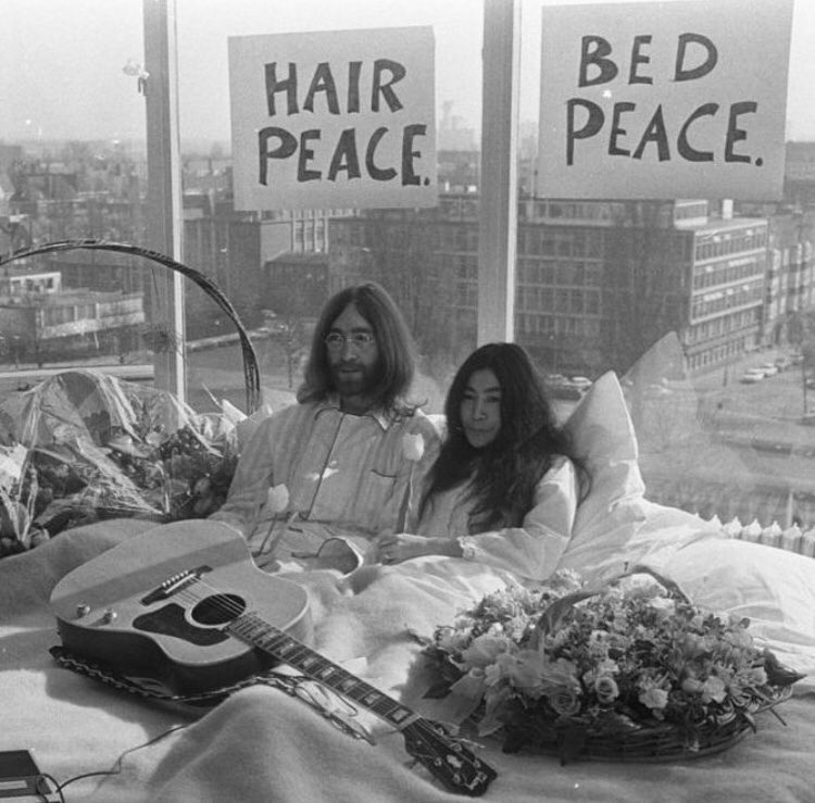 FNoMTL's tweet photo. Ok so John Lennon gave Paul McCartney a writing credit instead of Yoko Ono and the Royal York commemorative suite isn’t the actual room they did it in, but... still... Montreal, maybe #BedInForPeace could be revived for Covid-19? Bed in for safety? https://t.co/tDVhW5qZtY