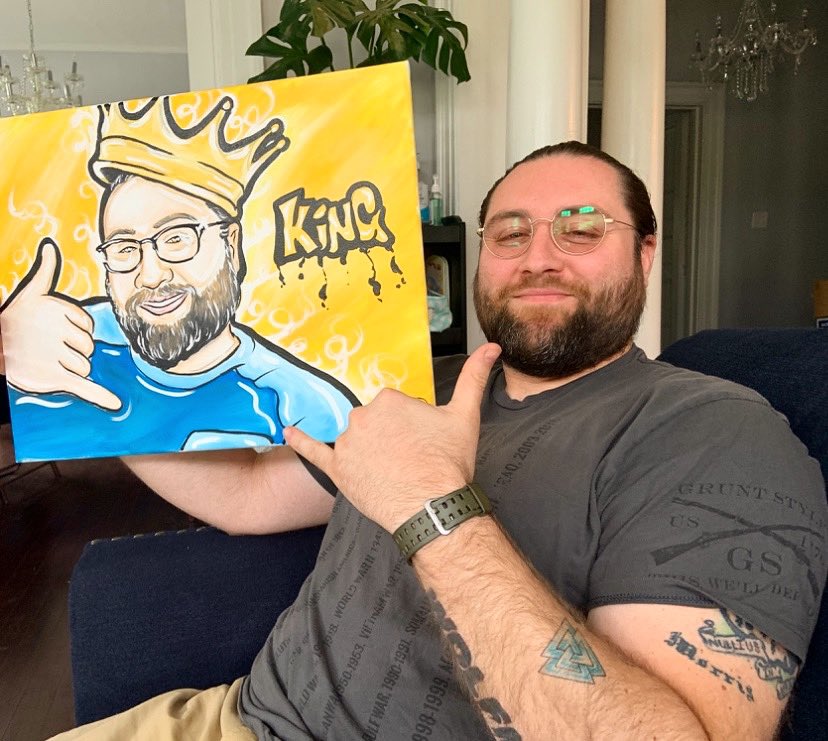 StevenYoungRea1's tweet photo. Great artist 👩‍🎨 and friend Leshawn you have blown me away with this 
🙏🙏🙏 

the coolest 😎 birthday present I could ask for. 

You are so talented 💪💪💪.

#PieceOfArt #Friendship #King #SupportLocal #COVID2019 #CoronavirusPandemic #artists https://t.co/8IeajhRYcU