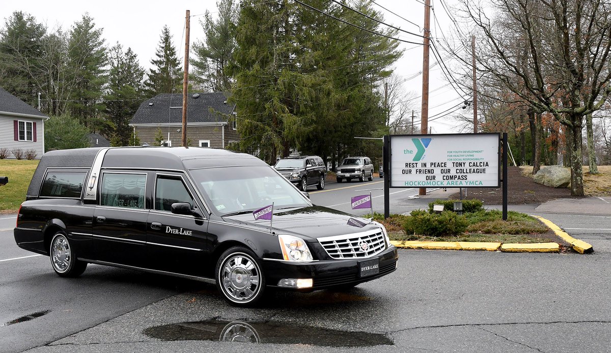 EdHurleyYMCA's tweet photo. Today was filled w/ many emotions as @NAttleboro laid to rest Tony Calcia. Tony loved North Attleboro and North’s love was on display as Tony rode thru his town one last time including @HockomockYMCA 
This banner-one of many hanging along the procession-said it best.
RIP Tony ❤️ https://t.co/YPaz7kKVJt