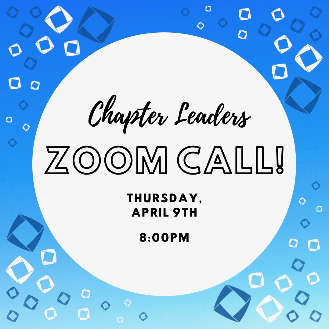Attention all Chapter and District Presidents!!🎉 join our Zoom Call Thursday, April 9th at 8:00PM! Come and learn about our quarantine resources and stay up to date with Virginia DECA! We hope to see you ALL there!!🔷🎉