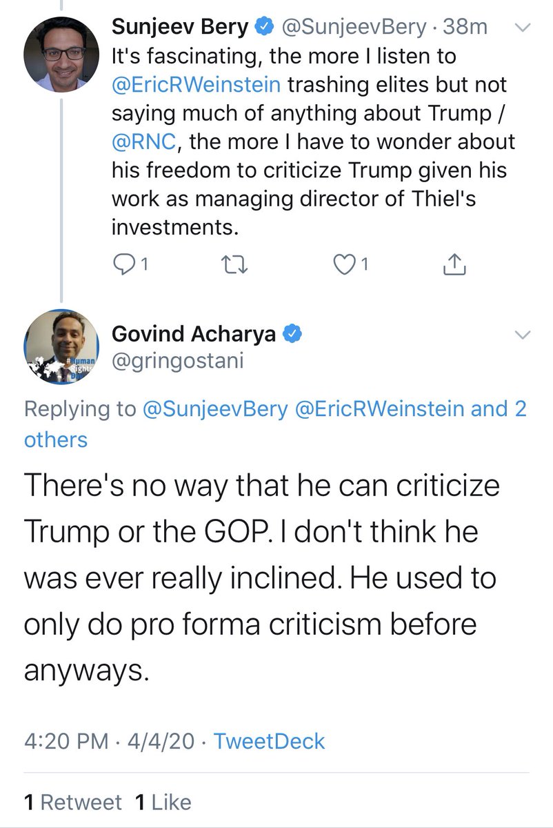 People don’t understand my position on Trump. Here it is:Trump owns his critics other than me. Why? Because he says so much crazy stuff mixed in with real stuff that it is a lifetime commitment to correct him. So I decided to simply state that I view him as an existential risk.