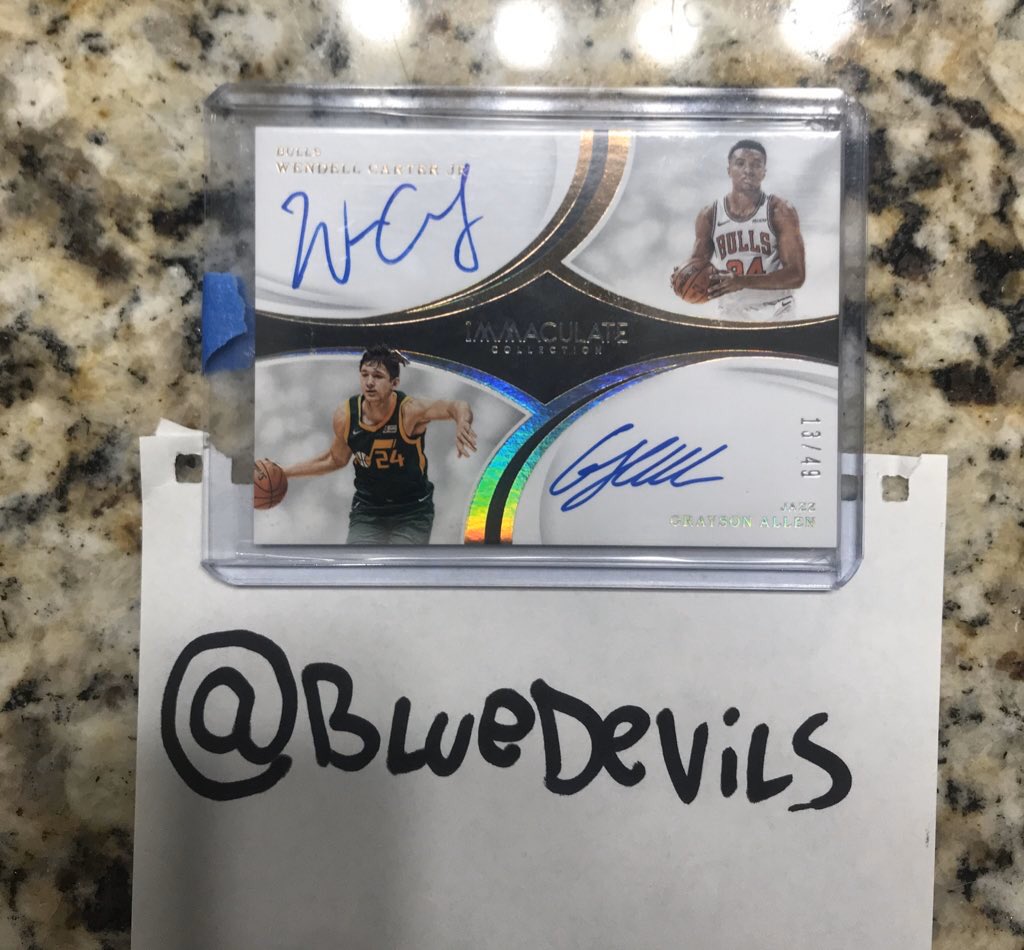 GIVEAWAY!

This is a RARE Grayson Allen and Wendell Carter auto card. Giveaway ends May 3rd 

To enter:
1. Follow us
2. Retweet this
3. Tag <a href="/GraysonJAllen/">Grayson Allen</a>, <a href="/wendellcarter34/">Wendell Carter Jr</a>, AND a friend

In addition: If Grayson Allen were to follow us, we will also give out a Grayson jersey 🔵😈