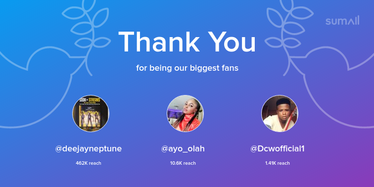 amDjTouch's tweet photo. Our biggest fans this week: deejayneptune, ayo_olah, Dcwofficial1. Thank you! via https://t.co/c1aGuZ9l1O https://t.co/g9I3bj7N1J