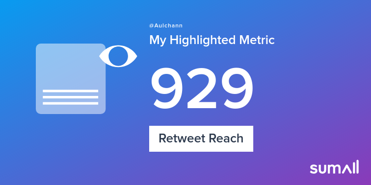 Aulchann's tweet photo. My week on Twitter 🎉: 1 Mention, 1 Retweet, 929 Retweet Reach, 1 Reply. See yours with https://t.co/k8mF1e9EWU https://t.co/IvrIxhzhIX