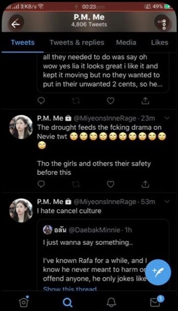 Turns out, around the time of the yuqirino incident. She took my private account out of context and spread this around.Ethnicities joined in on it as well.Such as  @idleprint and  @sparklyuqi Even claiming I DEFENDED him. WHICH I HAVE NOT