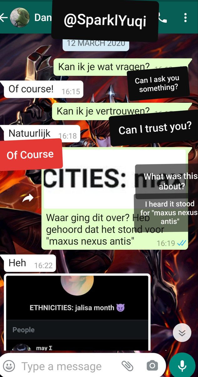 I received these screenshots from someone, they said the title is "ETHNICITIES: maxus nexus antis"I know of 2 people that they were in a gc called 'ethnicities'. so I asked them,  @sparklyuqi & summer