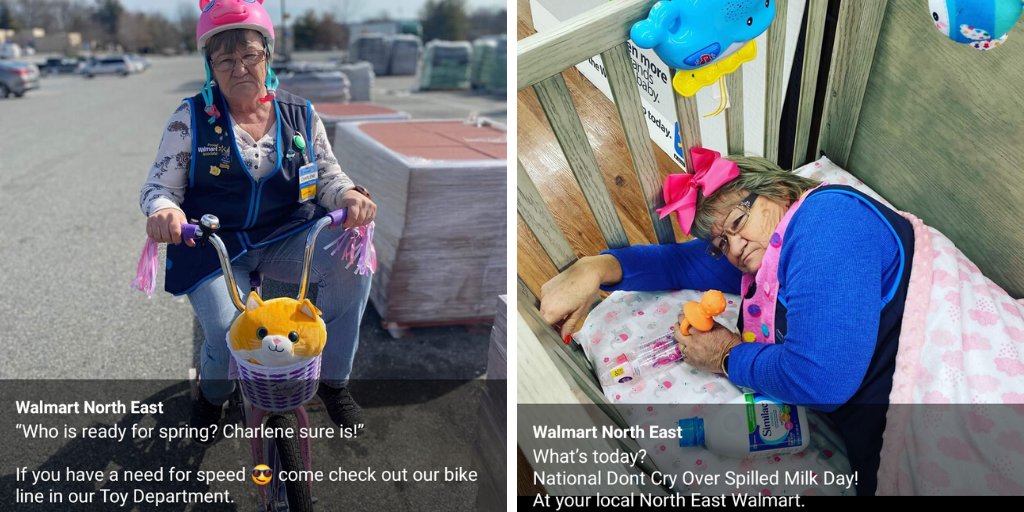 Love Charlene, she brings a smile to my face every time she post on social media.  Great marketing Walmart North East! 
<a href="/chavardphd/">Cody Havard</a> <a href="/SportRivalrycom/">Shard Perspectives</a> <a href="/SportRivalryMan/">Sport Rivalry Man</a>  #SportRivalryMan #Positivemessages #positivitypost2
Photo credit: Walmart North East 
@walmart5450