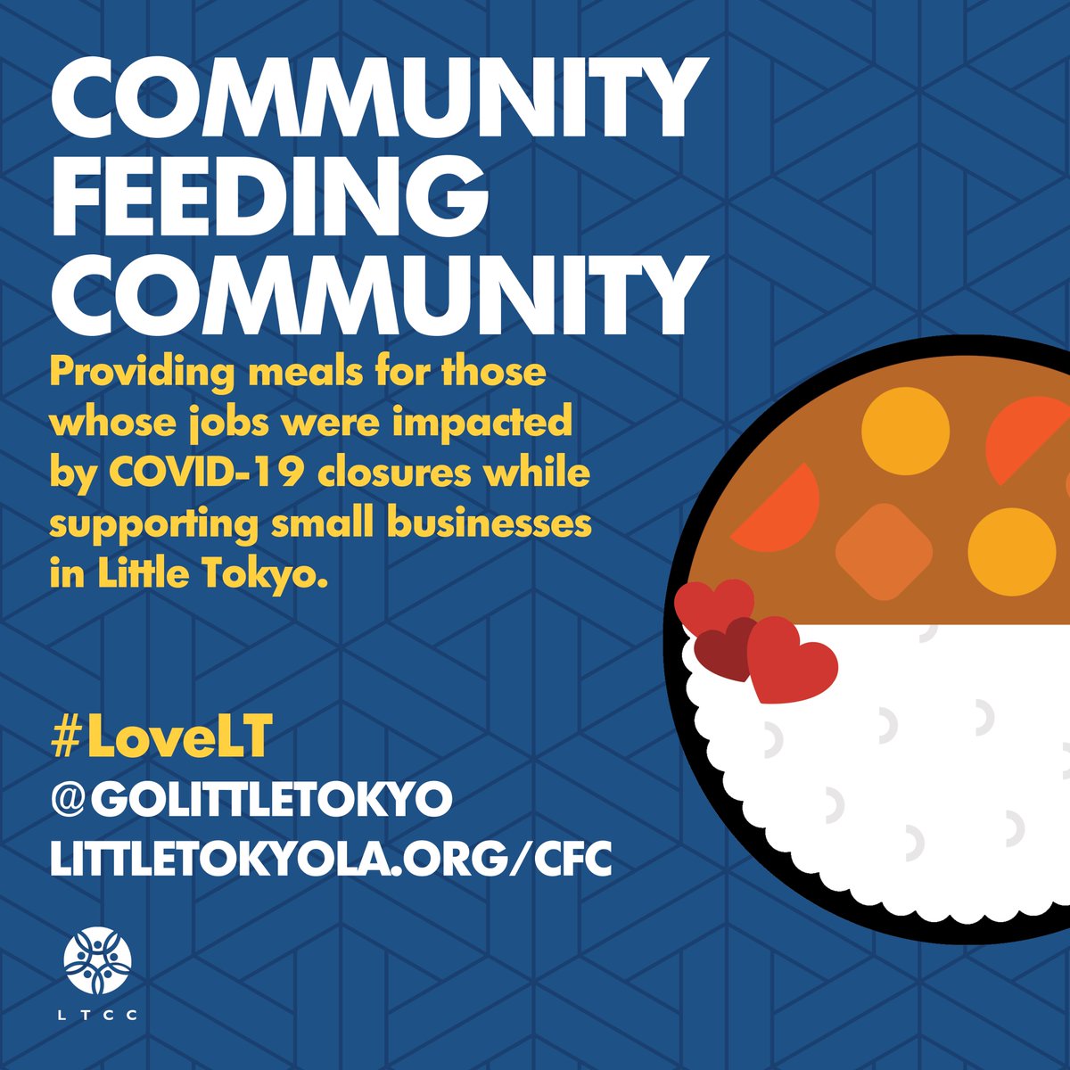 golittletokyo's tweet photo. #CommunityFeedingCommunity meals available now until 7pm in #LittleTokyo in front of @CafeDulceLA for hospitality industry friends whose jobs have been affected by COVID-19. Tell a friend π #LoveLTπΈ https://t.co/r7QL0S2vUr