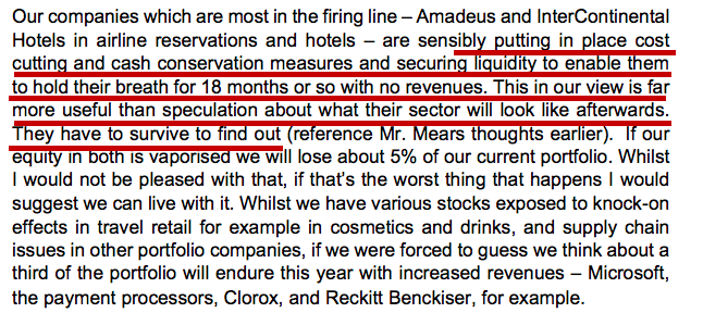 Fundsmith has some great thoughts on "unknown and unknowable" in latest letter.It's important for companies to have financial strength to survive next 18 months to find out what unknowns lie beyond.  https://www.fundsmith.co.uk/docs/default-source/analysis---annual-letters/2020-3-fef-letter-to-shareholders.pdf?sfvrsn=2