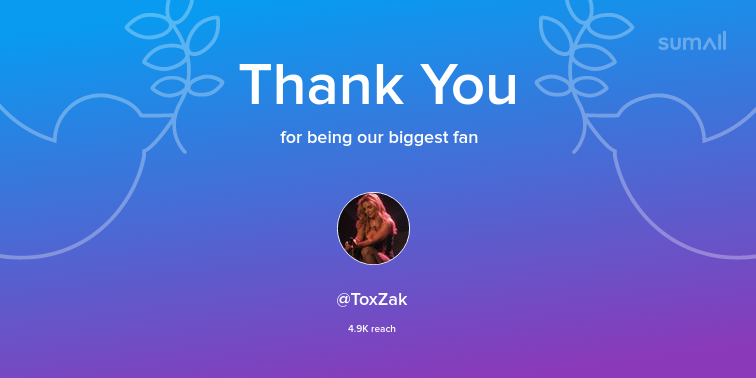 Our biggest fans this week: ToxZak. Thank you! via sumall.com/thankyou?utm_s…