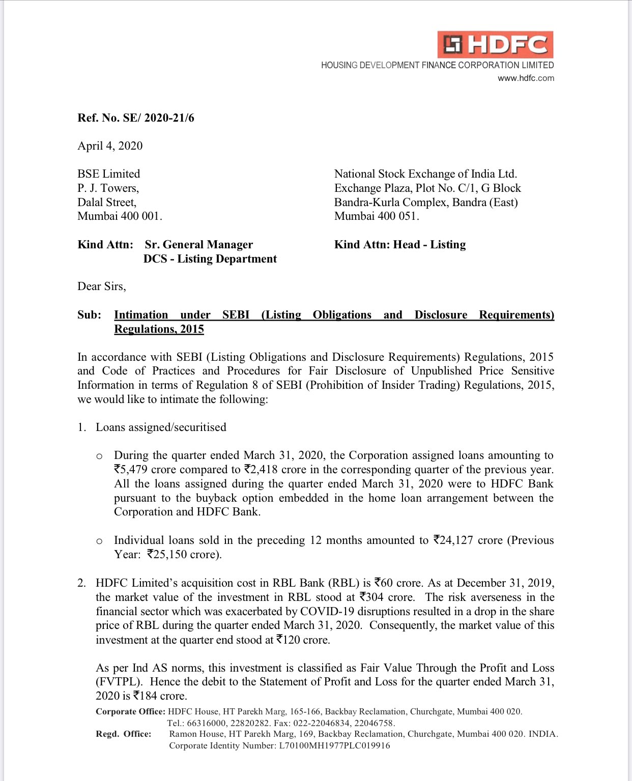 Housing development finance corporation 2024 limited share price