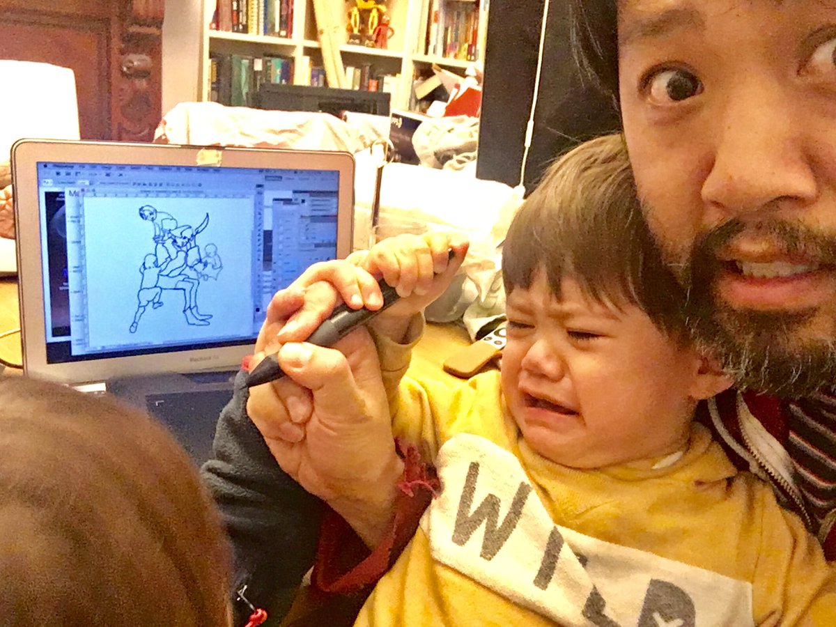 Lawrence_Leung's tweet image. I drew this cartoon because of all those inspirational isolation memes telling me I should to find my genius with all the &quot;spare time&quot; I&apos;m supposed to have as a parent of little kids. Swipe through photos to see this Artist at work. 
#covid19 #isolation #inspiration #quarantine