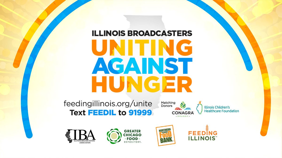 ABC7Chicago's tweet photo. We need your help! The Illinois Children’s Healthcare Foundation has joined the Illinois Broadcasters Uniting Against Hunger campaign and hopes we can match their $200,000 gift. Please donate today at https://t.co/x0tkU35dSa or text FEEDIL to 91999. #FEEDIL #ChicagoProud https://t.co/ZkEHe8tlQh