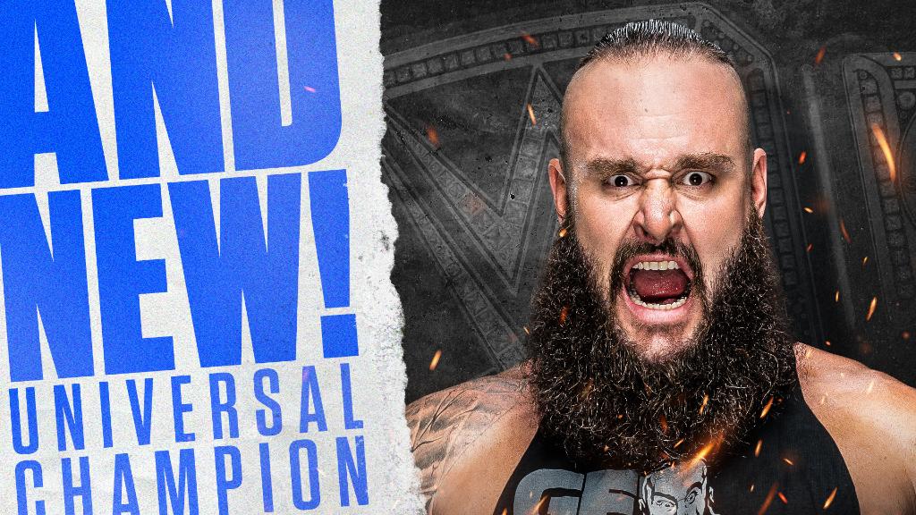 WrestleMania's tweet photo. The #MonsterAmongMen @BraunStrowman is your NEW #UniversalChampion! #WrestleMania https://t.co/00XCanj01K