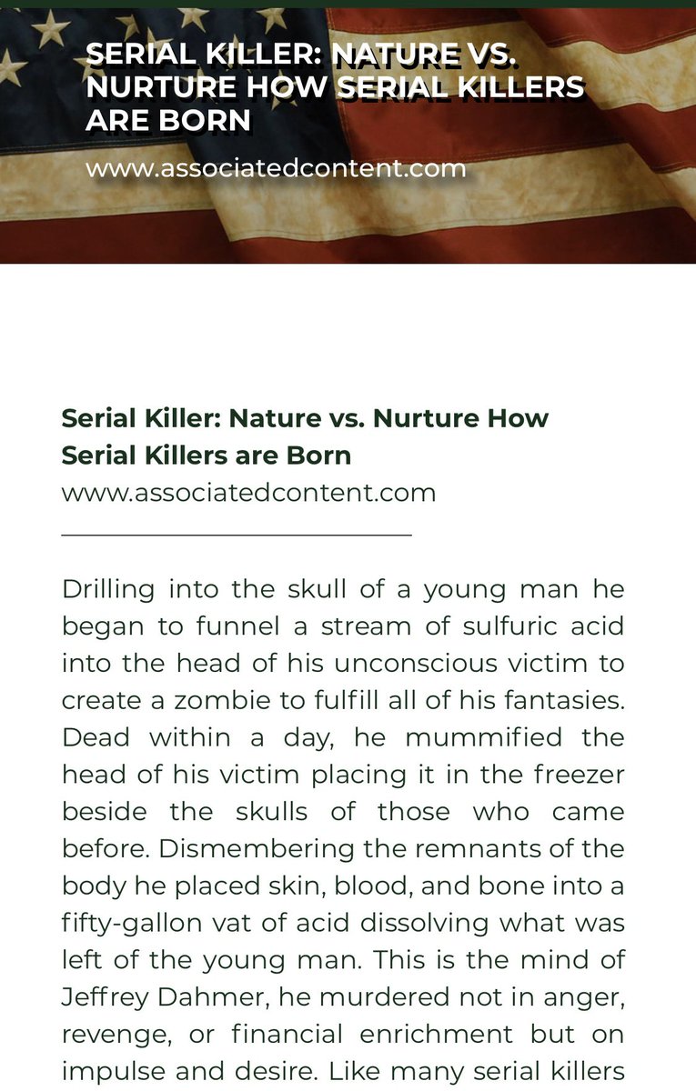 thecarecomplex1's tweet photo. Here is a great article that explains how nature and nurture plays into serial killers! https://t.co/nVwY55DJug