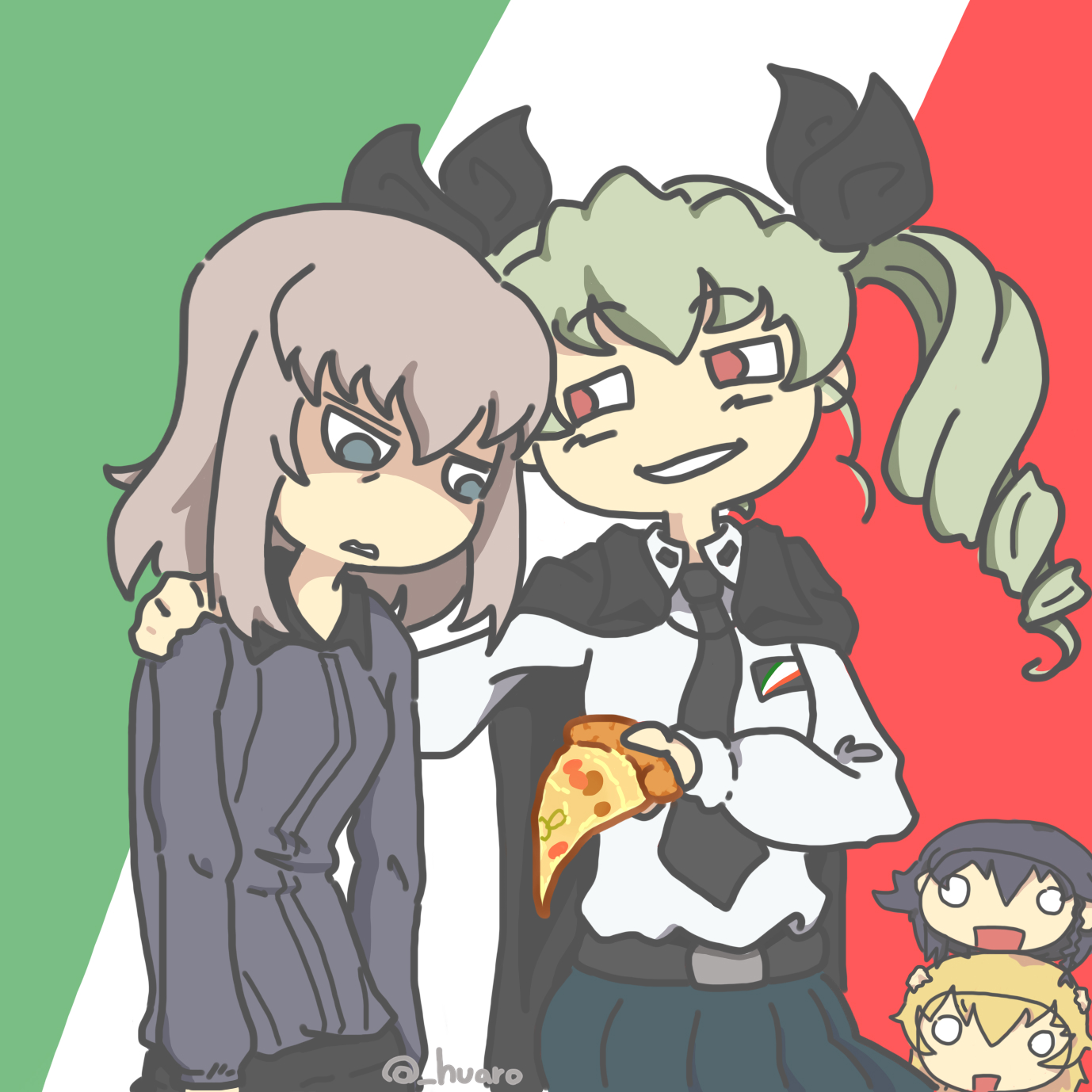 Huaro Pizza Pasta Put It In A Box Why Erika Because Yes Girlsundpanzer ガルパン ガールズパンツァー 逸見エリカ アンチョビ カルパッチョ ペパロニ Garupan Meme T Co W4qradboda Twitter