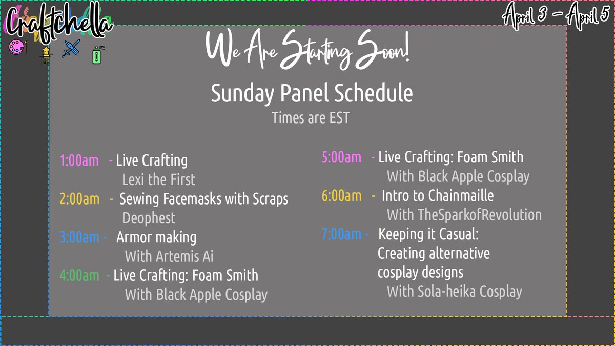 Cowbuttcrunchie's tweet photo. A boatload of #Craftchella content coming up in the next 8 hours for night owls and cosplayers in EU-AU friendly timezones!  With @lexithefirstcos @ImDeophest @artamis_ai @blkapplecosplay thesparkofrevolution(IG) @solaheikacos https://t.co/EeKBwK5eue