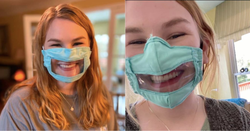 CBSNews's tweet photo. College student sews face masks designed for the deaf and hard of hearing community https://t.co/7iYS7XI3QK https://t.co/0uJaRCWKQ8