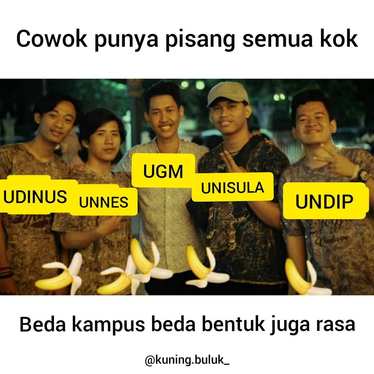 Junakawaca__'s tweet photo. Cewek suka pisang kan? @kegblgnunfaedh 

#udinus #UGM #unnes #unisula #undip #kampus #JustForFun #like https://t.co/Sca3A17en8
