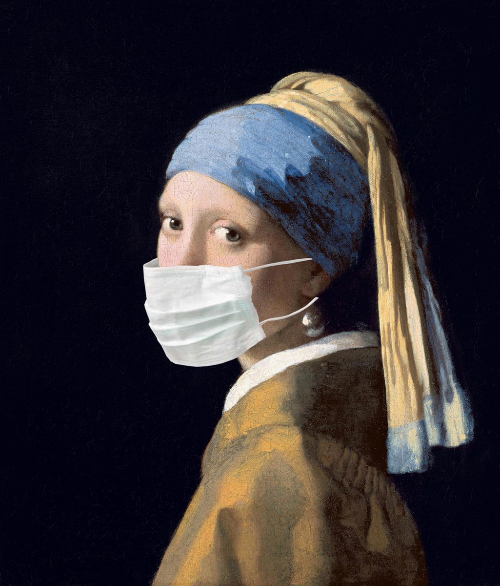 Good news: if you do wear a mask, it doesn't have to stop you from wearing pearl earrings. Thanks, Vermeer.