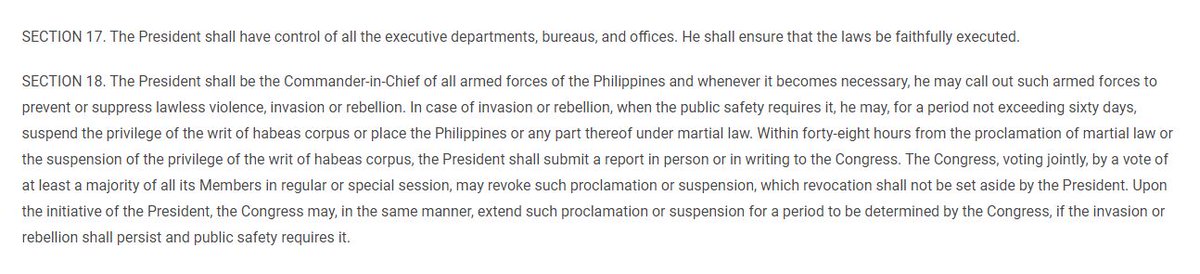 The 1987 Constitution states that control of the police and military are under the president, according to ARTICLE VII, Section 17 and 18. https://www.officialgazette.gov.ph/constitutions/1987-constitution/