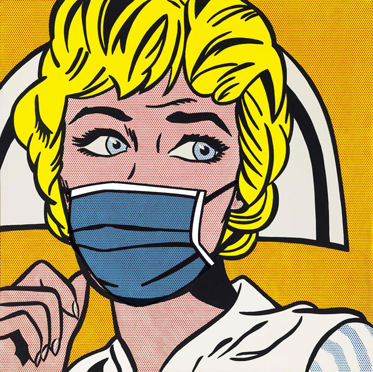 Little known fact: Lichtenstein didn't just use Ben Day dots; he also used appropriate face wear during the coronavirus crisis.