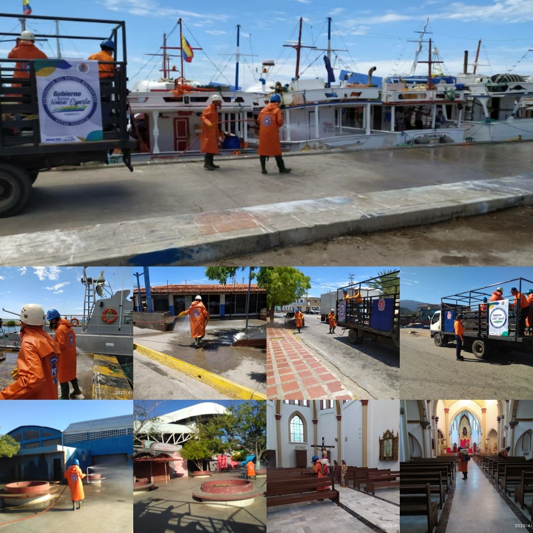 PCivil_NE's tweet photo. Dando continuación al plan masivo de desinfección emprendido por el gobernador Alfredo Diaz, nuestro equipo estuvo en labores  en los muelles de chacachacare y pta de piedras, mercado de los conejeros, iglesia San Nicolás de Bari de porlamar.
Siguimos la lucha contra el Covid-19 https://t.co/5d2m2zXNpt