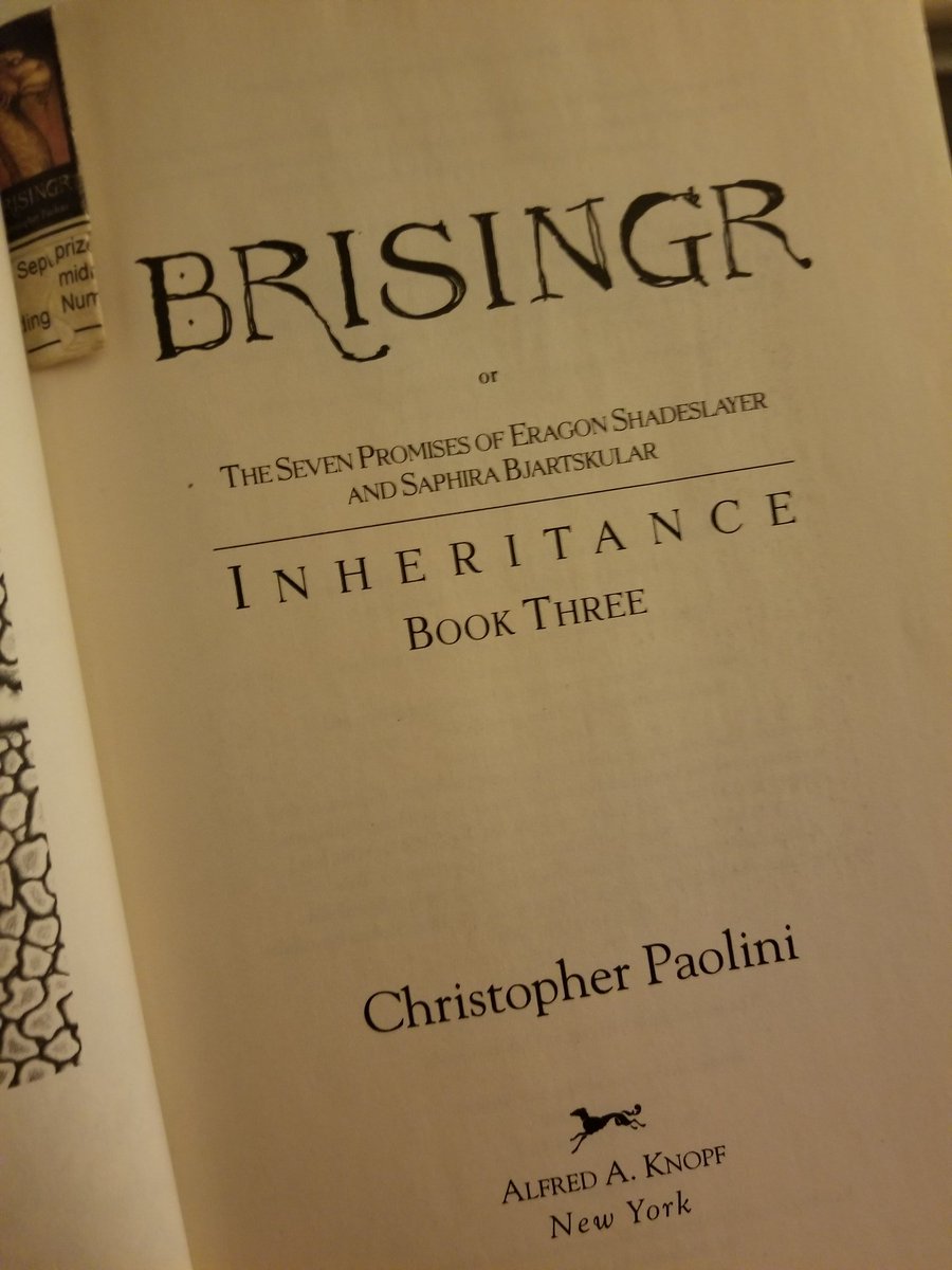 Tomorrow I will start Brisingr, book 3! In the meantime, take a gander at this pretentiousness that is the second title. 
