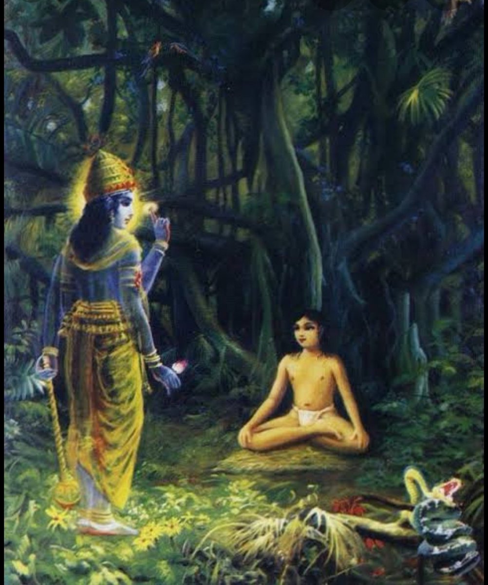 Position. In the forest he met sage Vishwamitra advised him to seek the blessings of lord Keshav by chanting the sacred mantra Om Namo Bhagwate Vasudevay.Dhruva did a careful self punishment and just after 6 months lord Vishnu b3came pleased and appeared before him mounted