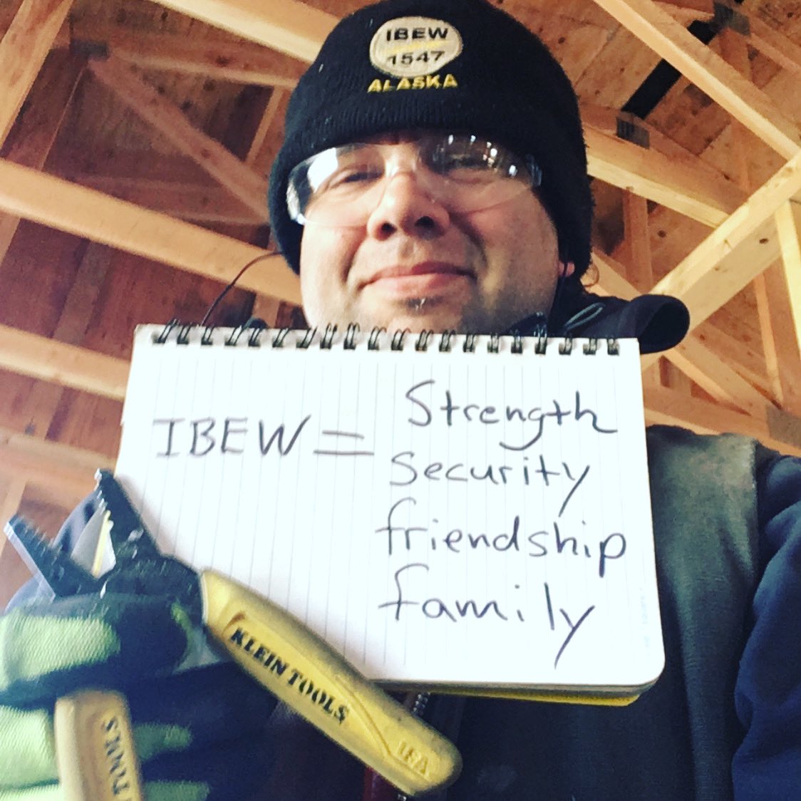 IBEW1547's tweet image. Although we are physically separated right now, we’re still in this together and “We Got This”. Check out this message from Jry. Wireman Bradford Hartman of Juneau about what the #IBEW means to him. #ibew1547 #ibewhourpower