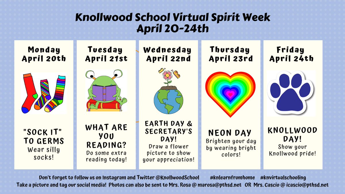 KnollwoodSchool's tweet photo. #Knollwood #Knollwoodrocks #knlearnfromhome #knvirtuallearning #spiritweek https://t.co/vh3cyhJlNh