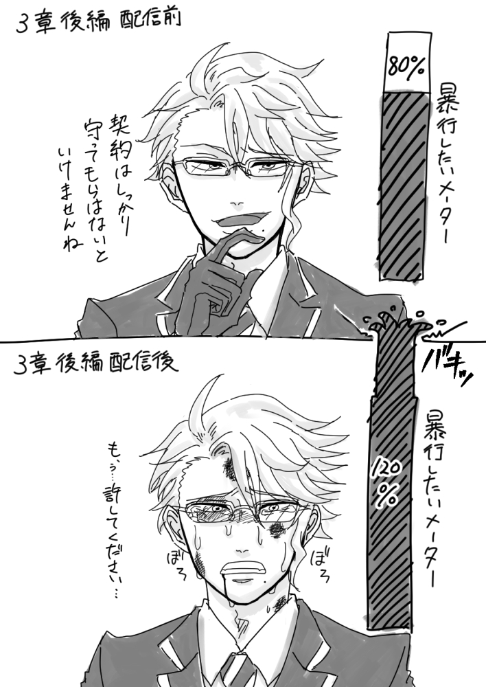 3章後編アズールの衝撃が未だ冷めやまない。乱暴したい。泣かせたい。
#ツイ腐テ 