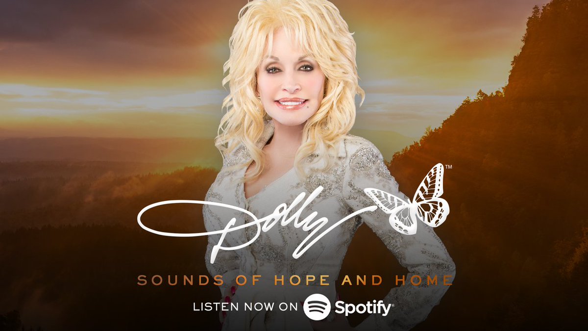 DollyParton's tweet photo. I don’t know about you, but uplifting songs are keeping my spirits bright during this time! I’ve put together a playlist to help get you through. Listen to my “Sounds of Hope and Home” playlist now on @Spotify ❤️ https://t.co/3mY9aDhLe5 https://t.co/9DJWWe5iAe