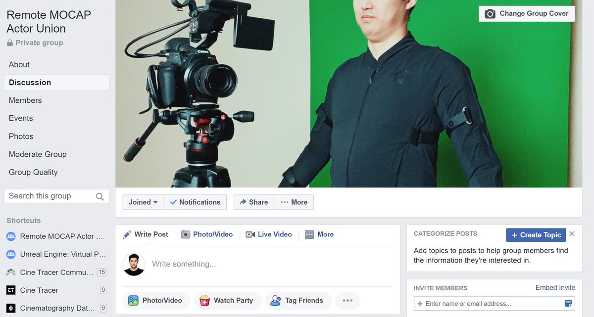 I started a "Remote MOCAP Actors Union" Facebook group to help get some actors for my Virtual Production filmmakers - facebook.com/groups/3501795…