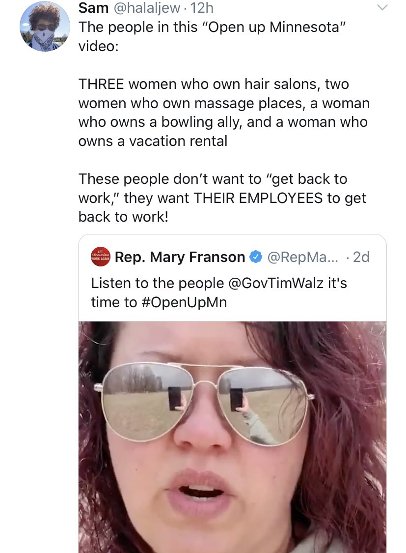 STOP telling me I hate poor people for this tweet. I am a poor person and if you're pretending I'm talking about fellow poor people worried about making ends meet when you know damn well i'm talking about protestors demanding haircuts you're being deliberately disingenuous
