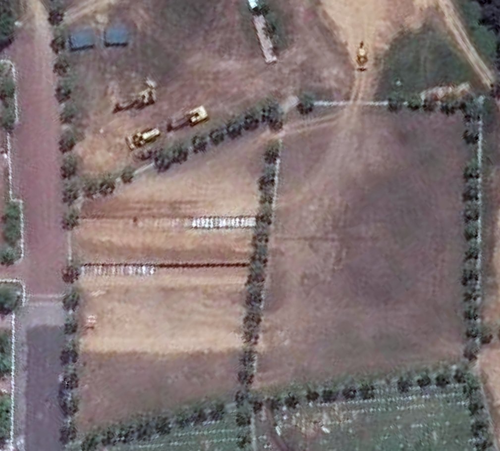 More mass graves in Guayaquil, Ecuador (h/t  @john_marquee). In this image from April 16th there are approximately 90m worth of trenches, with bulldozers still on site. In the image there are approximately 16 coffins for 16m, so that suggests these plots could fit 90 people.