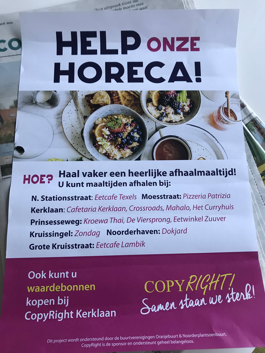 Plantsoenbuurt's tweet photo. Help ons horeca in de Noorderplantsoenbuurt, @Oranjebuurt en @Ebbingekwartier, en bestel! @Noorderburen1 #coronanederland https://t.co/mTuTcIDEr6