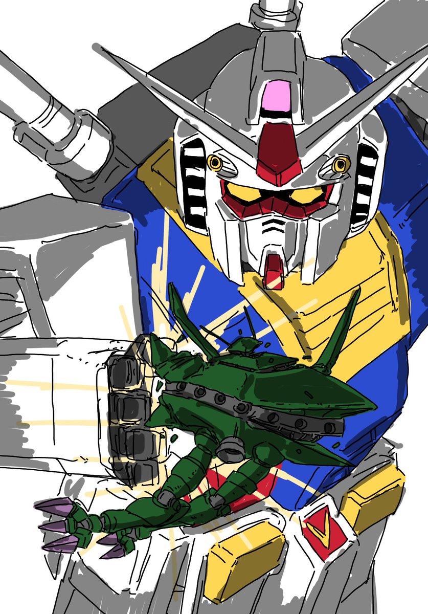 rx-78-2 mecha robot v-fin no humans mobile suit yellow eyes white background  illustration images